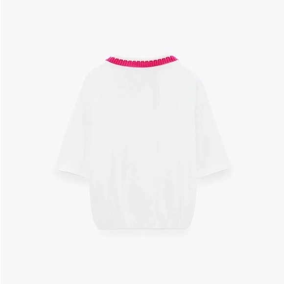 Zara white top with knit detailing on collar. - Picture 6 of 6